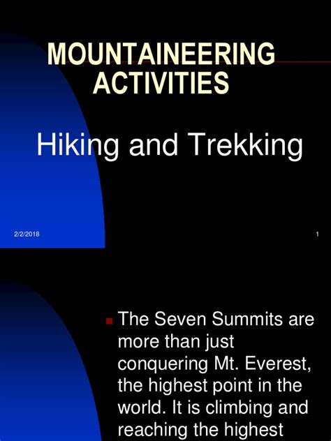 mountaineering activities ppt|Mountaineering Activities .